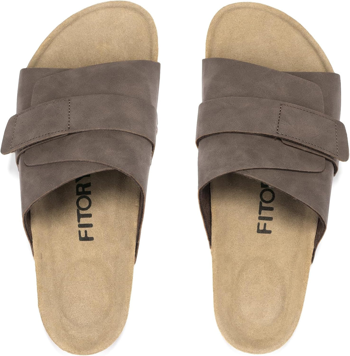 FITORY Mens Soft Footbed Sandals,Cork Slides with Adjustable Straps Size 7-13.5