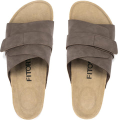 FITORY Mens Soft Footbed Sandals,Cork Slides with Adjustable Straps Size 7-13.5