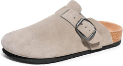 FITORY Mens Suede Clogs with Arch Support，Leather Cork Footed Mules Size 7-14