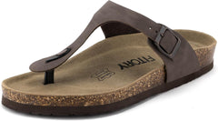 FITORY Mens Cork Thong Slides Sandal with Adjustable Buckle Straps Size 7-13.5