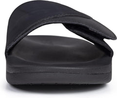 FITORY Mens Slides Sandals, Comfort Adjustable Slippers with Arch Support for Beach Black Size 11