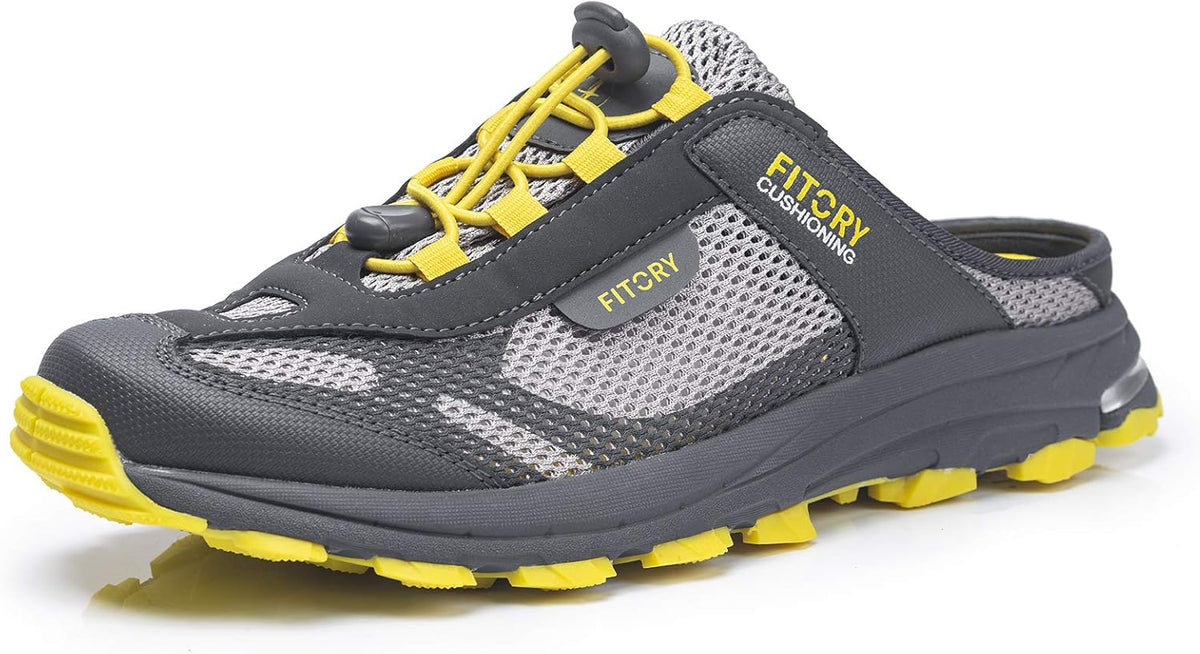 FITORY Men's Women's Slip on Sneakers Sandals, Garden Clogs Casual Slipper Indoor Outdoor Slides Unisex Yellow/Grey