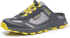 FITORY Men's Women's Slip on Sneakers Sandals, Garden Clogs Casual Slipper Indoor Outdoor Slides Unisex Yellow/Grey