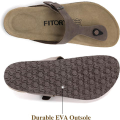 FITORY Mens Cork Thong Slides Sandal with Adjustable Buckle Straps Size 7-13.5