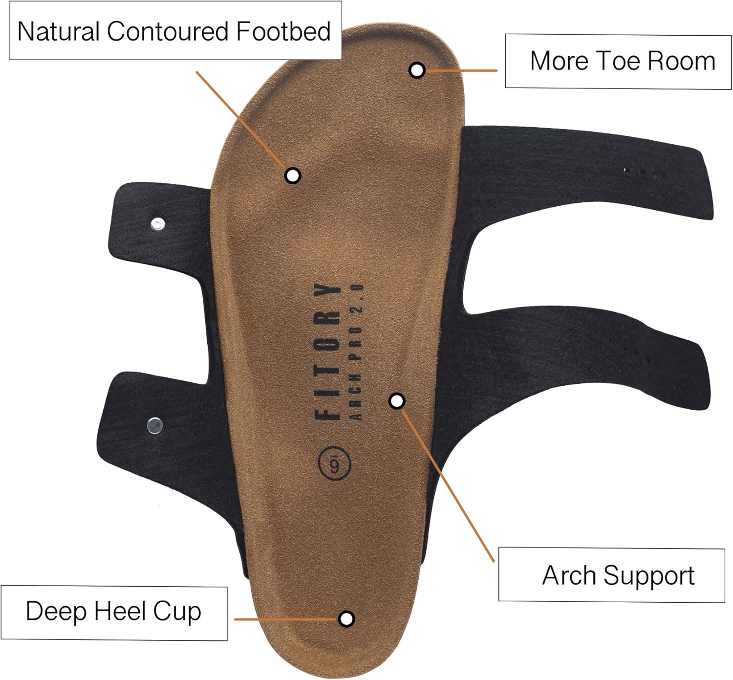 FITORY Mens Sandals, Arch Support Slides with Adjustable Buckle Straps and Cork Footbed Size 7-14.5